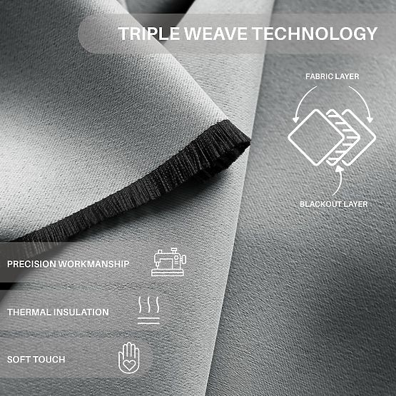 RESTILO BLACKOUT Curtain, Grey Color, Scarf, Classic Style, Silver Eyelets, Blackout Material