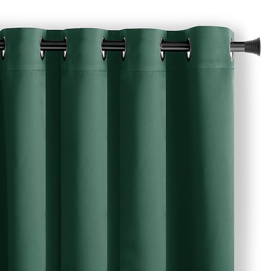 RESTILO BLACKOUT Curtain in Bottle Green, Classic Style, Silver Eyelets
