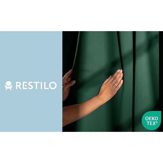RESTILO BLACKOUT Curtain in Bottle Green, Classic Style, Silver Eyelets