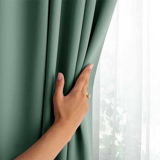 RESTILO BLACKOUT Curtain Mint Color, Classic Style, Silver Eyelets, Material bl