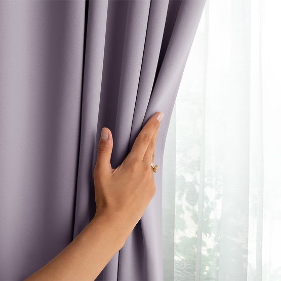 RESTILO BLACKOUT Curtain Powder Pink Tie Classic Style Silver Eyelets Material