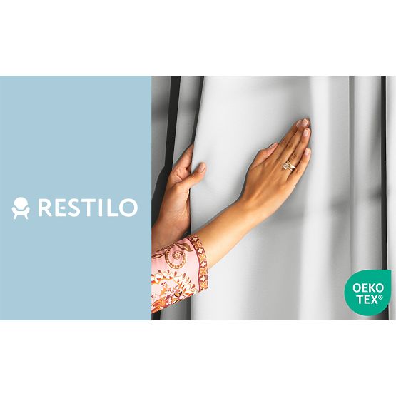 RESTILO BLACKOUT Curtain, White Color, Classic Style, Silver Rings, Blackout Material