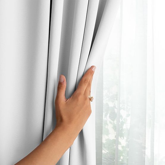 RESTILO BLACKOUT Curtain, White Color, Tieback, Classic Style, Silver Eyelets, Material bl