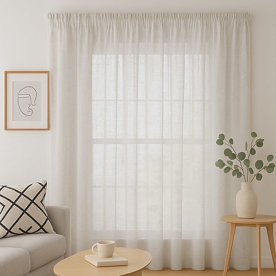 RESTILO Curtain DRIMAR Beige Color Modern Style Tape Material Linen, Microfiber 140x270