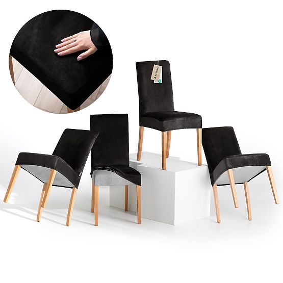 RESTILO Sofa Cover SENTO Black Smooth Classic Style