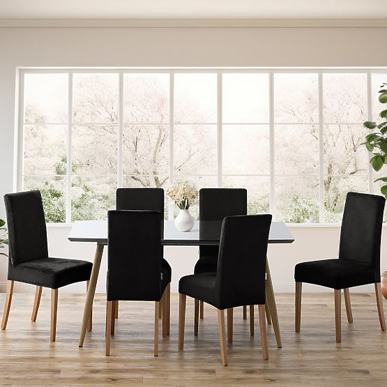 RESTILO Sofa Cover SENTO Black Smooth Classic Style