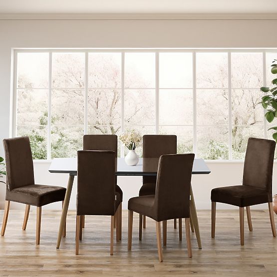 RESTILO Sofa Cover SENTO Dark Brown Smooth Classic Style