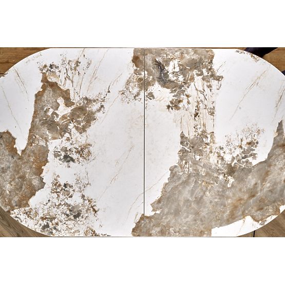 ROBINSON extendable table, beige marble / cappuccino / black
