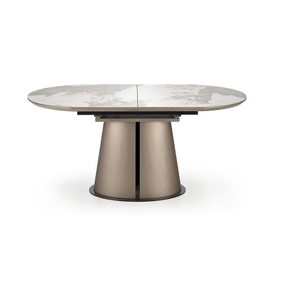 ROBINSON extendable table, beige marble / cappuccino / black