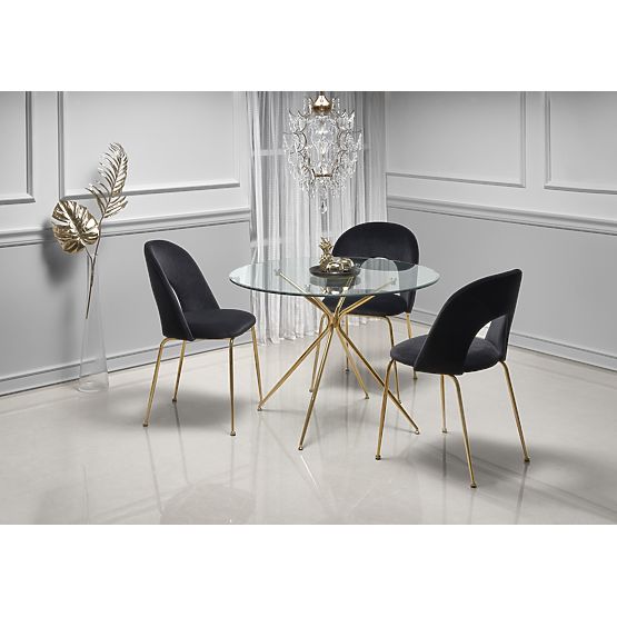 RONDO Table, Top - Clear, Legs - Gold