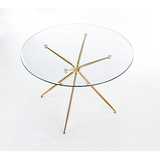 RONDO Table, Top - Clear, Legs - Gold
