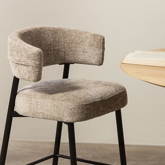 Rosario Bar Stool Beige/Black Legs