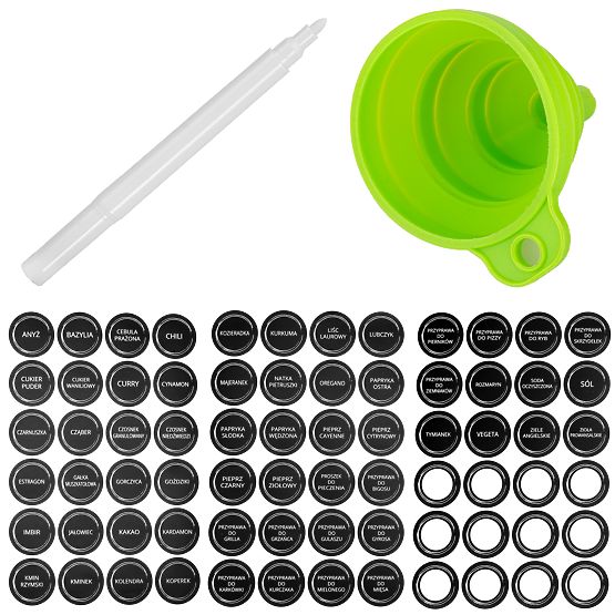 Rotating Spice Rack ROTOR BLACK 20 Jars + 72 Labels