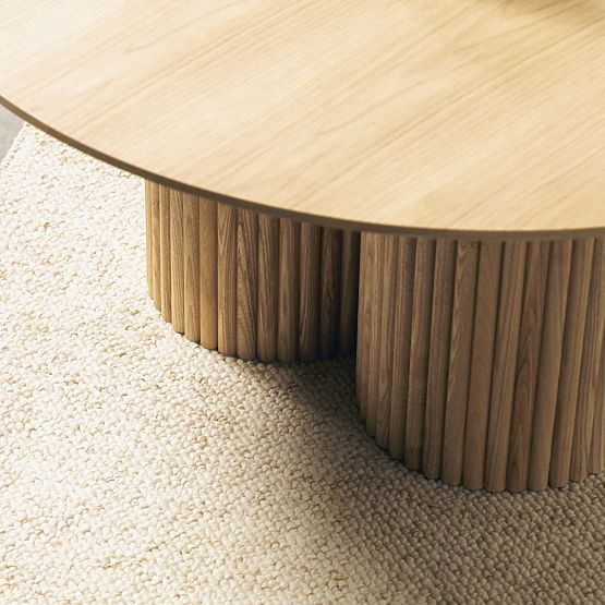 Round Coffee Table Vesby 100 cm, Natural Oak, Ash, Slats