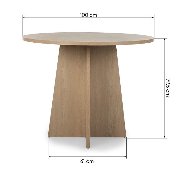 Round Dining Table Merlo 100 cm, Cremona Oak Torro