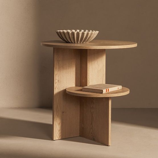 Round Side Table Yaso, Cremona Oak Torro