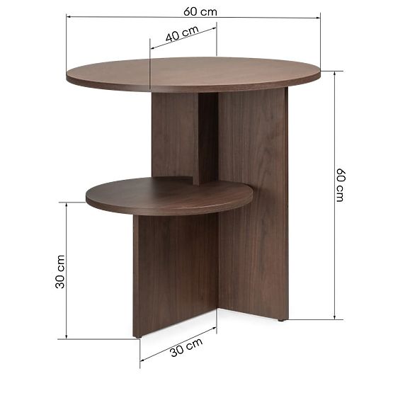 Round Side Table Yaso, Walnut Villa