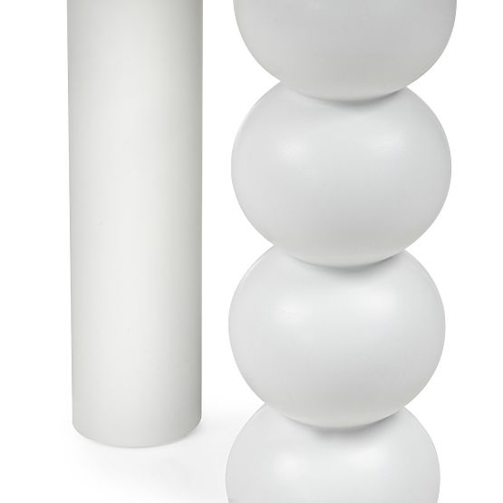 Round Table Bolla 100 cm, Beech Veneer, White, Decorative Leg with Spheres