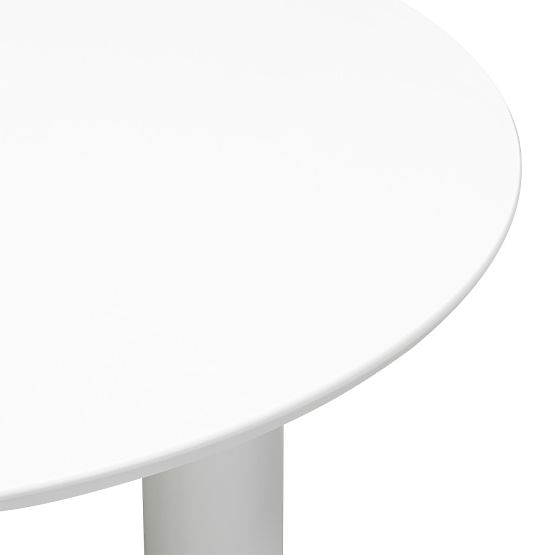 Round Table Bolla 100 cm, Beech Veneer, White, Decorative Leg with Spheres