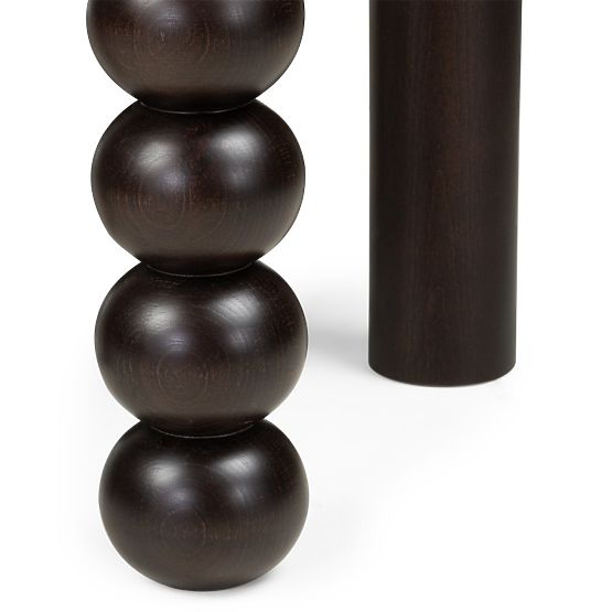 Round Table Bolla 100 cm, Oak Veneer, Walnut, Decorative Leg with Spheres