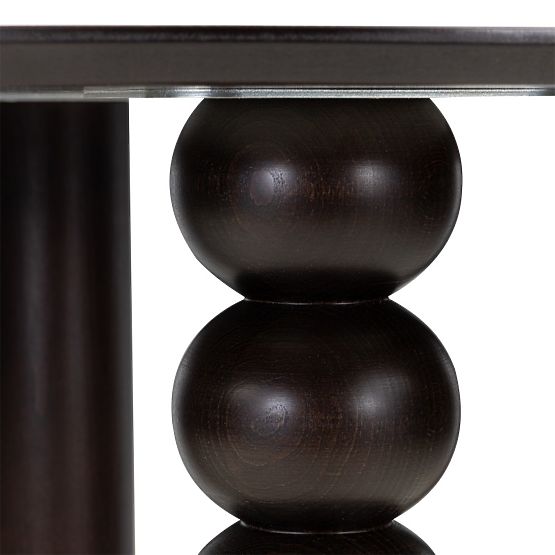 Round Table Bolla 100 cm, Oak Veneer, Walnut, Decorative Leg with Spheres