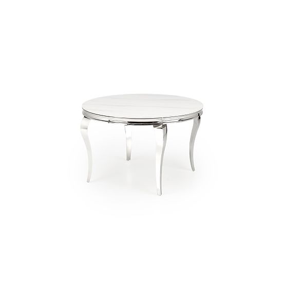 Round Table REGINALD Top - White Marble, Legs - Silver