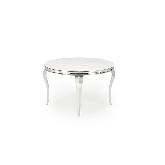 Round Table REGINALD Top - White Marble, Legs - Silver