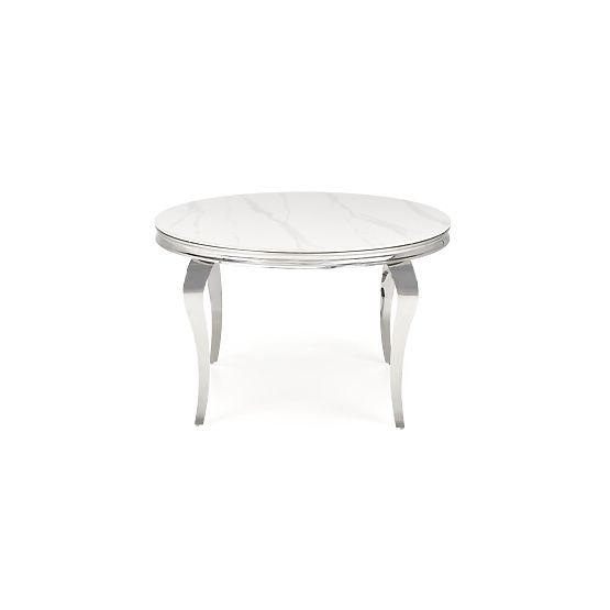 Round Table REGINALD Top - White Marble, Legs - Silver