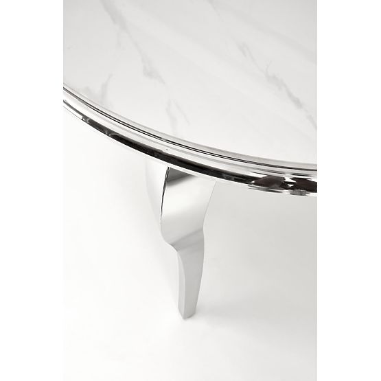 Round Table REGINALD Top - White Marble, Legs - Silver