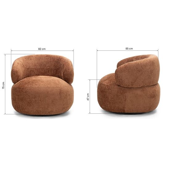 Rumble Swivel Chair Copper, Rounded Shape