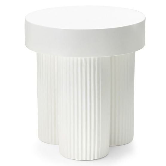 Salerno Coffee Table 45 cm, Round, White, with Grooving