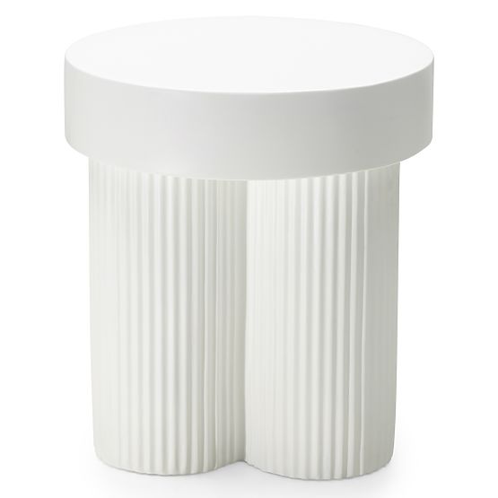 Salerno Coffee Table 45 cm, Round, White, with Grooving