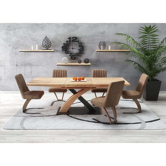 SANDOR 3 Extendable Table, Top - Golden Oak, Legs - Golden Oak / Black (3p=1pc)