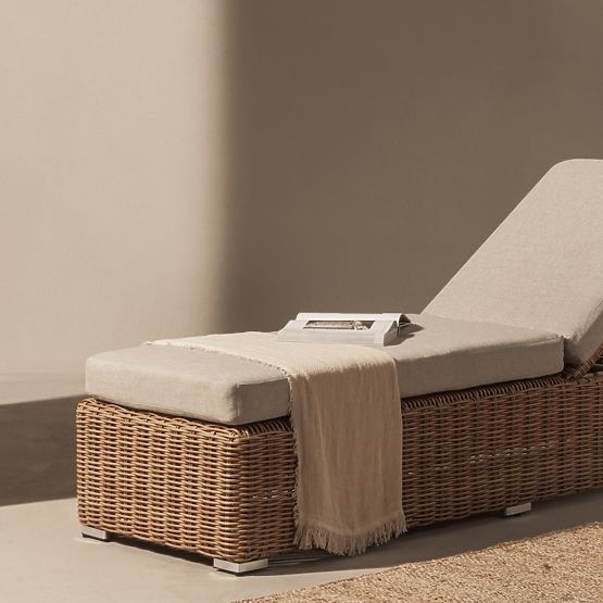 Sandy Adjustable Garden Lounger, Technorattan, Beige