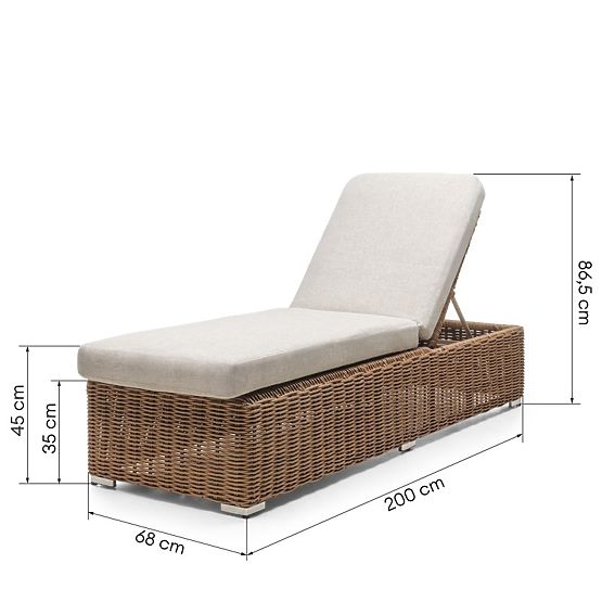 Sandy Adjustable Garden Lounger, Technorattan, Beige