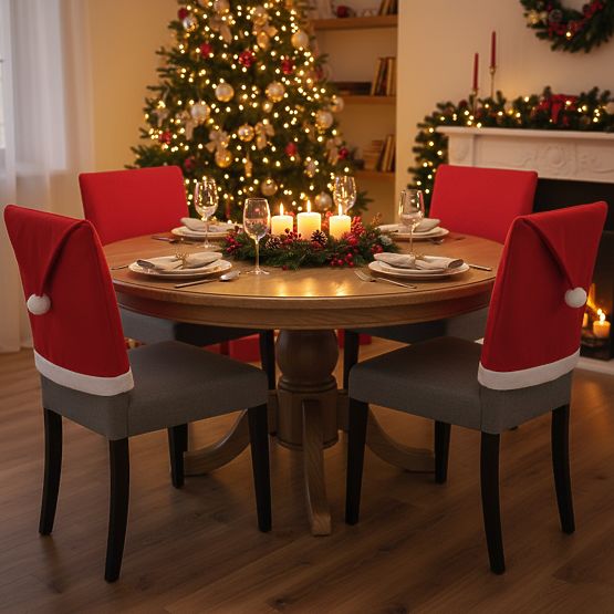 Santa Claus Hat Chair Covers 2 pcs