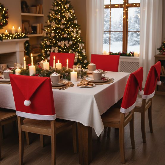 Santa Claus Hat Chair Covers 2 pcs