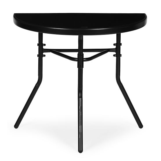 Semi-circular Glass Coffee Table for Balcony, Terrace, Patio Black MultiGarden