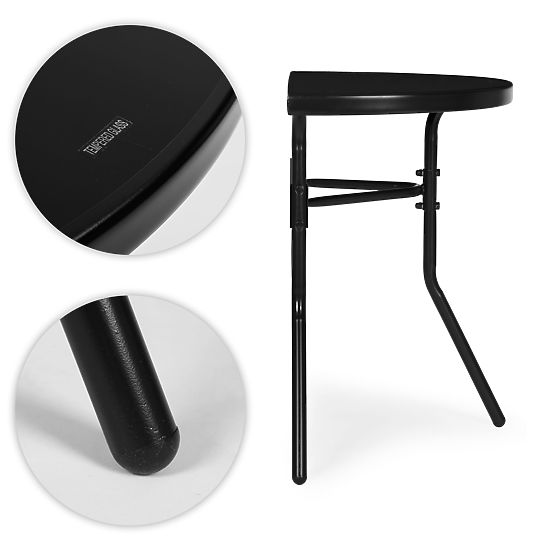 Semi-circular Glass Coffee Table for Balcony, Terrace, Patio Black MultiGarden