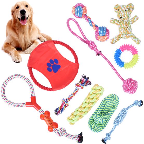 Set of 10 DYLAN Dog Toys Tug Ropes