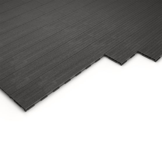 Set of 16 Ardena Composite Decking Boards in Dark Gray WPC Wood, Easy Installation