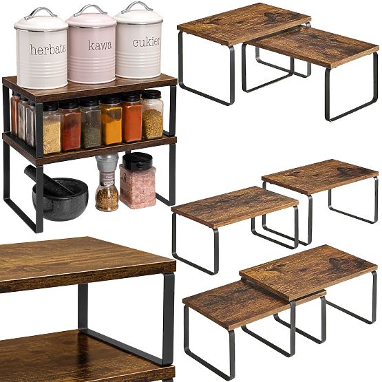 Set of 2 Bamboo Shelves GINGER RUSTIC