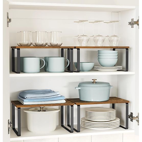 Set of 2 Bamboo Shelves GINGER RUSTIC