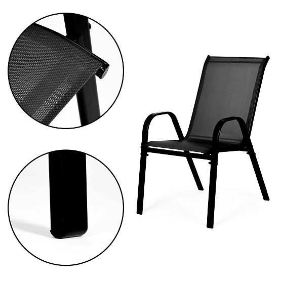 Set of 2 Garden Chairs for Terrace Balcony Black