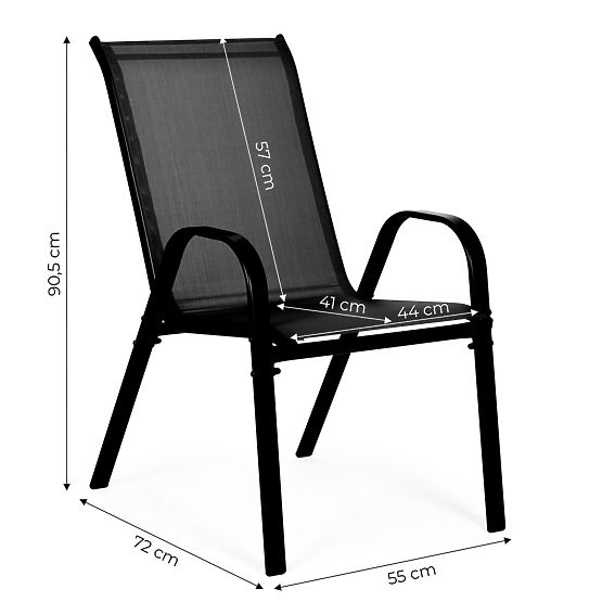 Set of 2 Garden Chairs for Terrace Balcony Black