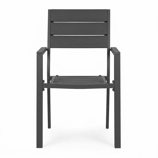 Set of 2 Garden Chairs for Terrace Balcony Steel HDPE Grey MultiGarden