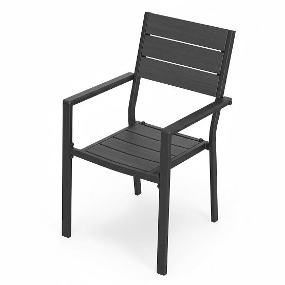 Set of 2 Garden Chairs for Terrace Balcony Steel HDPE Grey MultiGarden