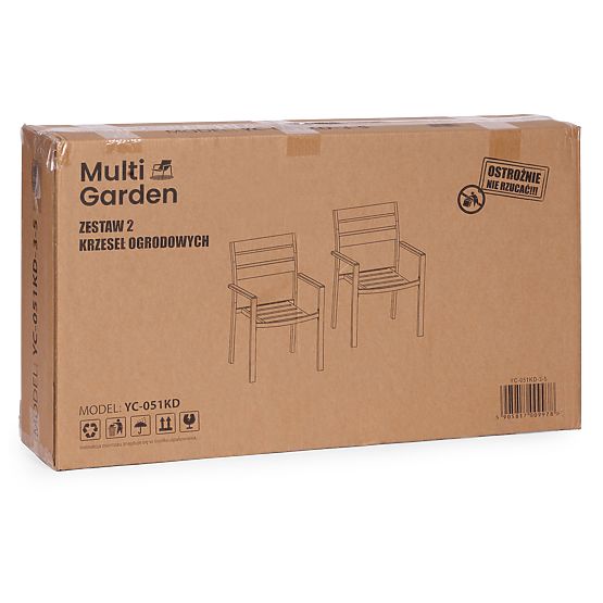 Set of 2 Garden Chairs for Terrace Balcony Steel HDPE Grey MultiGarden