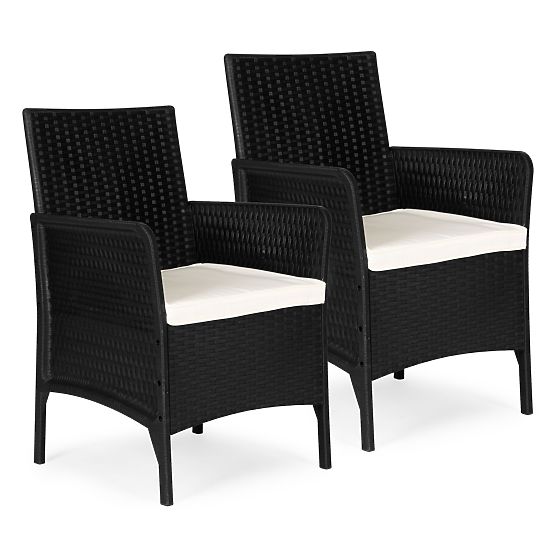 Set of 2 Garden Chairs with Cushion, Balcony, Terrace, Garden Chair Set Black MultiGarden