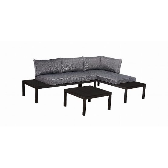 Set of 2 x Corner Two-Seater Sofa Steel VENTO Coffee Table Black